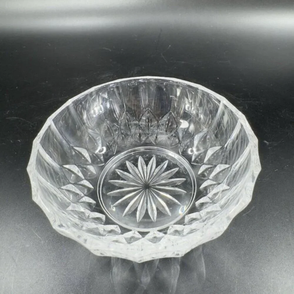 Val St. Lambert Crystal Clear Glass‎ Round Dish Bowl Signed On Bottom Vintage